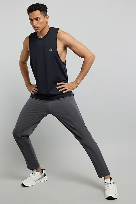 R&B Solid Trackpants with Drawstring Waist