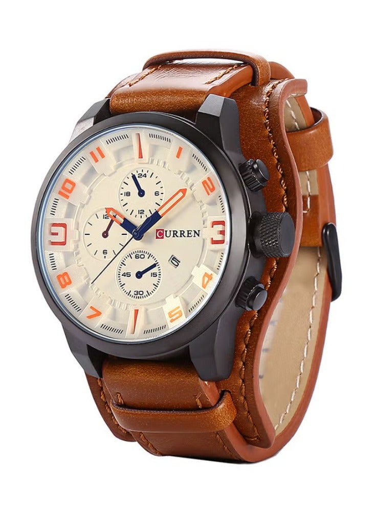 CURREN Men's Water Resistant Leather Analog Watch 8225 - Image 1