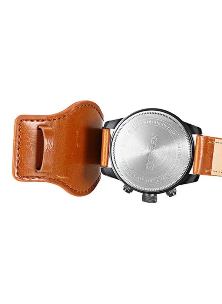 CURREN Men's Water Resistant Leather Analog Watch 8225 - Image 3
