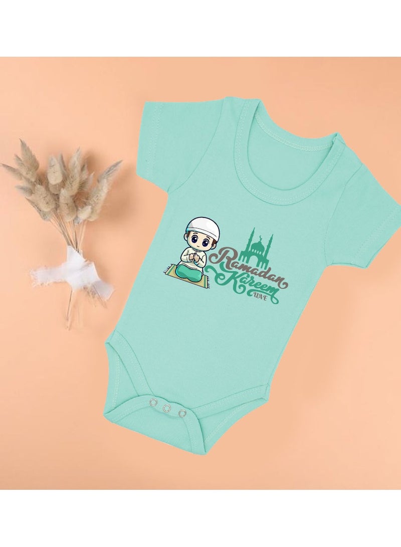 PRINTSHOP4ME My First Ramadan UAE Printed Outfit - Romper for Newborn Babies - Short Sleeve Cotton Baby Romper for Baby Boys - Celebrate Baby's First Ramadan in Style  - Image 2