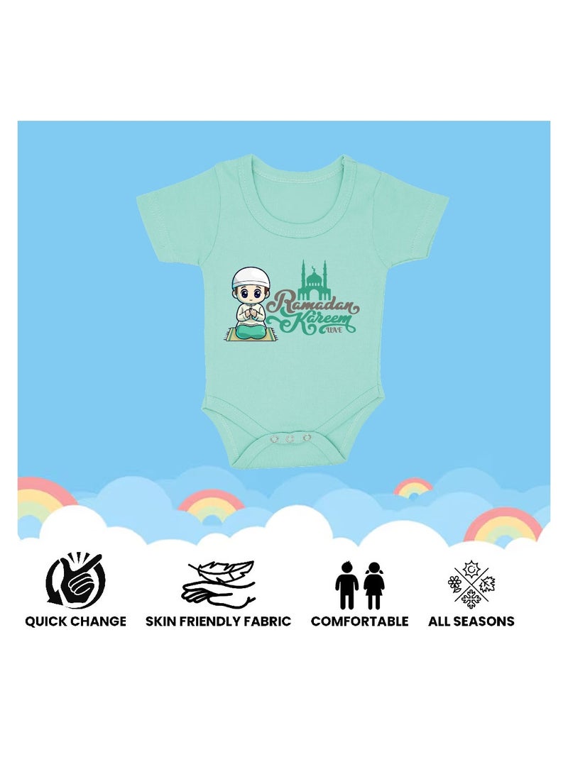 PRINTSHOP4ME My First Ramadan UAE Printed Outfit - Romper for Newborn Babies - Short Sleeve Cotton Baby Romper for Baby Boys - Celebrate Baby's First Ramadan in Style  - Image 5