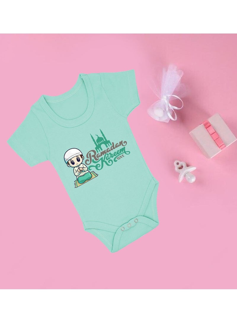 PRINTSHOP4ME My First Ramadan UAE Printed Outfit - Romper for Newborn Babies - Short Sleeve Cotton Baby Romper for Baby Boys - Celebrate Baby's First Ramadan in Style  - Image 3