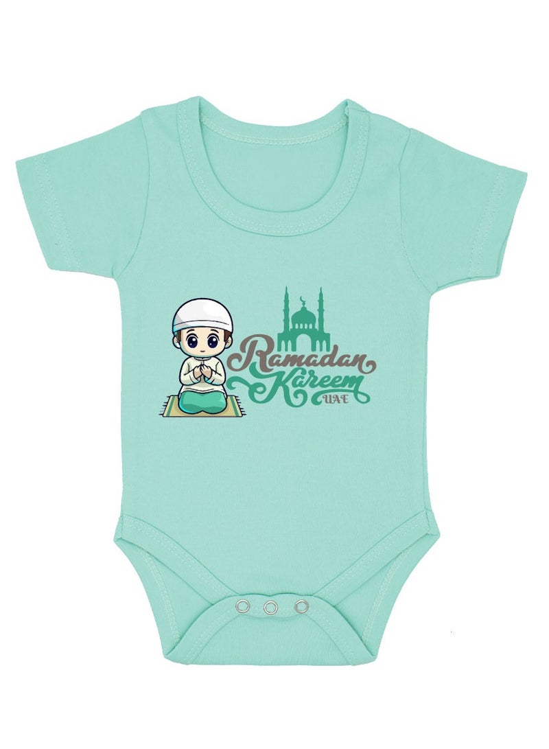 PRINTSHOP4ME My First Ramadan UAE Printed Outfit - Romper for Newborn Babies - Short Sleeve Cotton Baby Romper for Baby Boys - Celebrate Baby's First Ramadan in Style  - Image 1