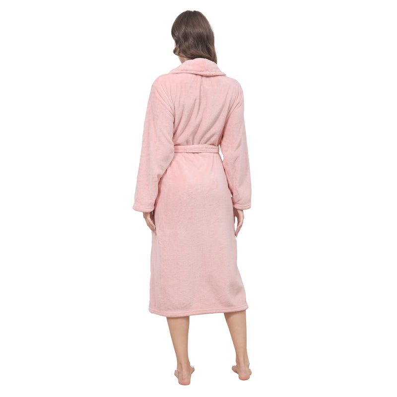 Eonkasp Plush Soft Robes for Women, Premium Fleece Womens Robe Cozy Warm Bathrobe, Light Pink, S-M - Image 2