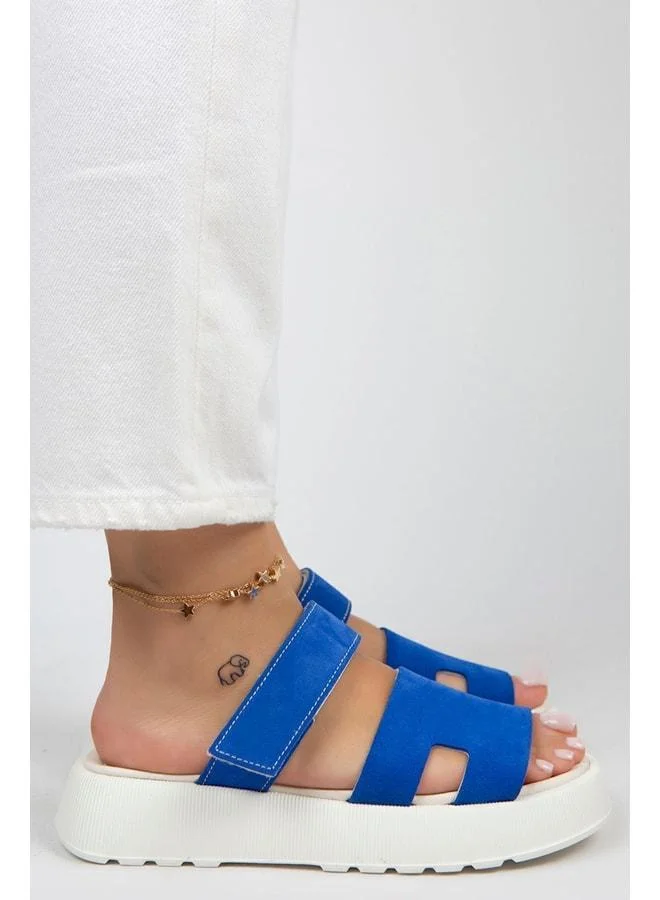 Manijero  Seina Women's Genuine Leather strap Slipper – Blue. for Women | Best Price UAE