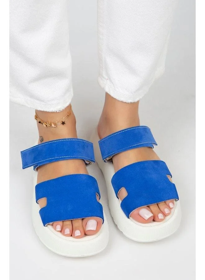 Manijero  Seina Women's Genuine Leather strap Slipper – Blue. for Women | Best Price UAE
