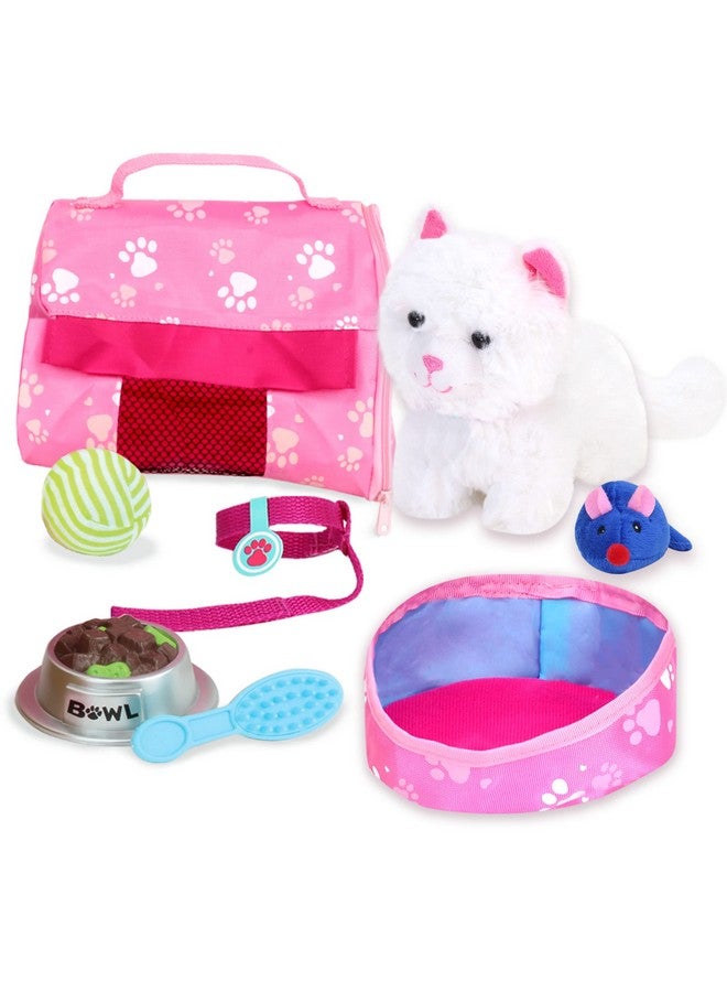 Sophia's 18" Doll 10 pc. White Plush Kitten, Carrier, and Accessories - Image 1