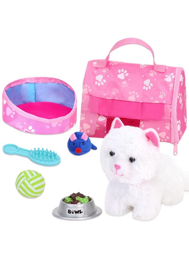 Sophia's 18" Doll 10 pc. White Plush Kitten, Carrier, and Accessories - Image 5