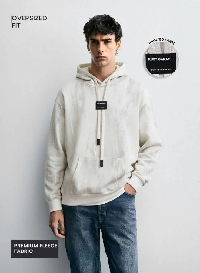 The Indian Garage Co Men Oversized Fit Solid Hooded Neck Full Sleeves Sweatshirt