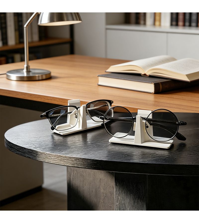 White Minimalist Eyeglass Holder Stable Desktop Storage Rack For Home Office Decor - Image 1