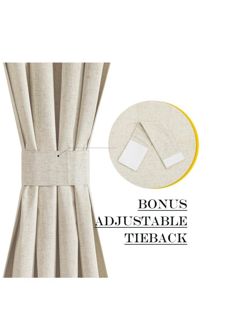 Barakah Blackout Linen Door Curtain for French Front Thermal Insulated Panel with Tieback Patio Glass Room Darkening Solid Window Panels Heat Sheer Curtains 1 Pieces - Image 3