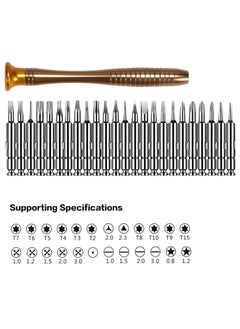 Generic 25 in 1 Portable Mini Screwdriver Repair Tool Kit with Leather Case, Pentalobe 0.8 1.2 P5 Torx T5 Screwdrivers for MacBook Pro, Tablets, Laptops, Cell Phones, Watches, Glasses, iPad  - Image 2