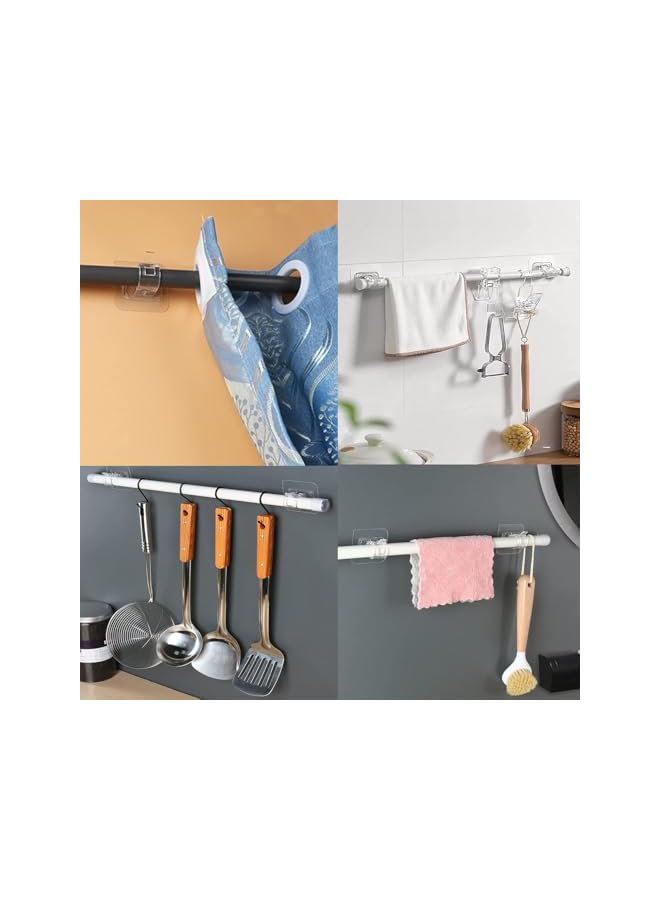 erorex 6 Pack No Drill Curtain Rod Brackets, Self Adhesive No Drilling Curtain Rod Holder Hooks, Nail Free Curtain Rod Hangers Save Space for Bathroom Kitchen Home (multicolor, 6cm) - Image 4