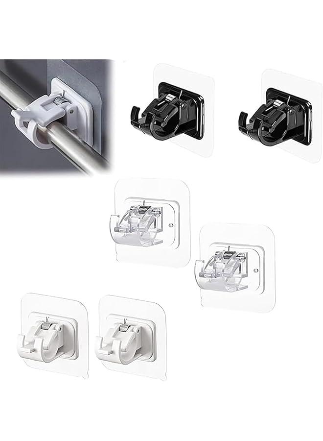 erorex 6 Pack No Drill Curtain Rod Brackets, Self Adhesive No Drilling Curtain Rod Holder Hooks, Nail Free Curtain Rod Hangers Save Space for Bathroom Kitchen Home (multicolor, 6cm) - Image 1