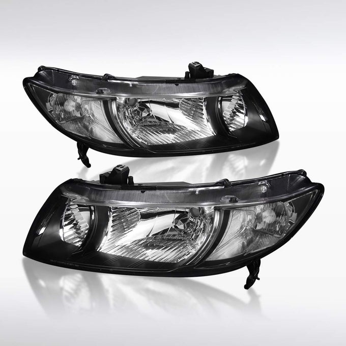 Compatible With 20062011 Honda Civic 2Dr Coupe Lr Pair Head Light Lamp Assembly Black Headlights