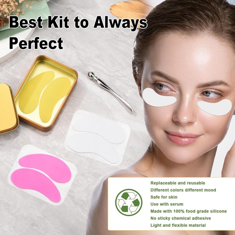 Aethland Reusable Eye Patches 3 Pairs Silicone Under Eye Patches with Lifting Effect to Reduce Wrinkles and Fine Lines Pair with Eye Roller Massager Eye Serums Cream Applicator - Image 4