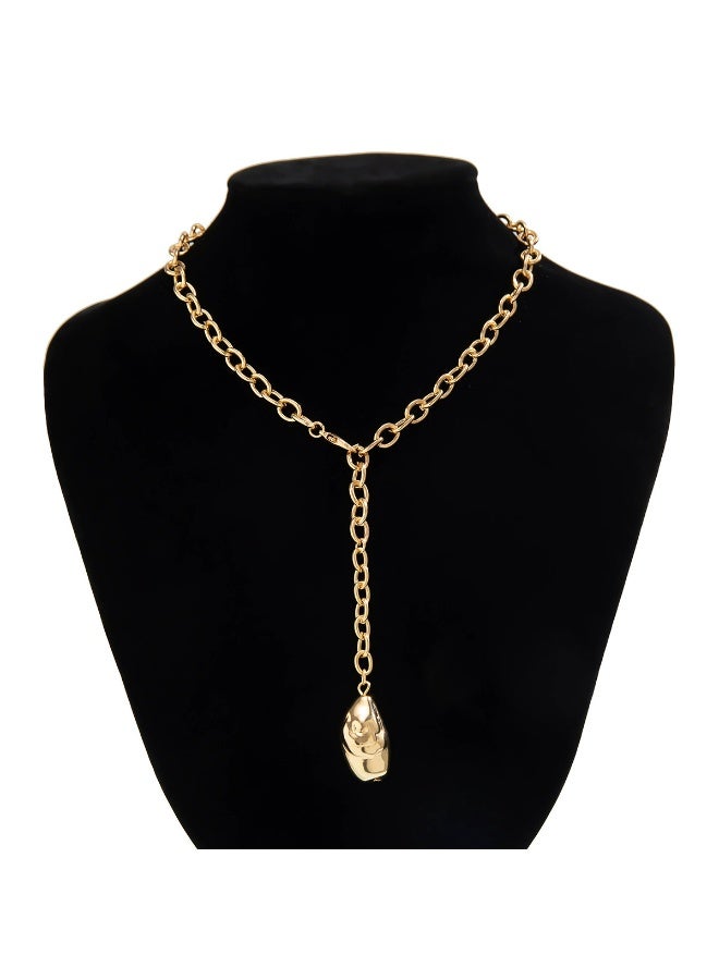 Goolsky قلادة ب pendants من خرز الذهب العتيق غير المنتظم - خرز ذهب غير منتظم، تصميم عتيق مضاد للتأكسد، للارتداء اليومي/أزياء ذات طابع عتيق، لون ذهبي فاخر - Image 1