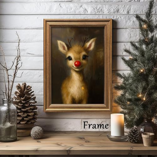 Hamduker Clown Reindeer Wall Art Decor Christmas Xmas Art Reindeer Posters Cute Clown Reindeer Pictures for Office Living room Bedroom Size 95x12x1pcs - Image 3