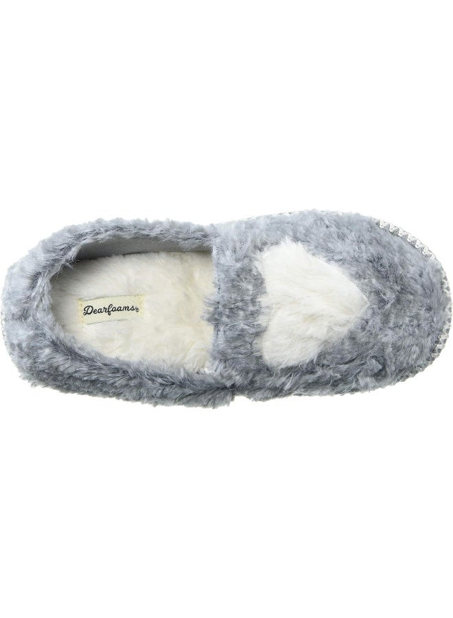 Dearfoams Dearfoams Unisex-Child Mia Kids Faux Fur Closed Back with Heart Detail Slipper - Image 5