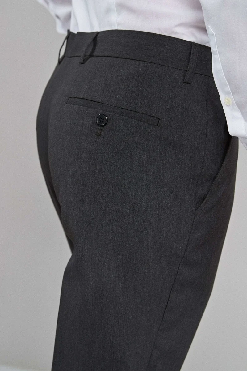 HYMAN Men's Regular Fit Fabric Trousers Anthracite