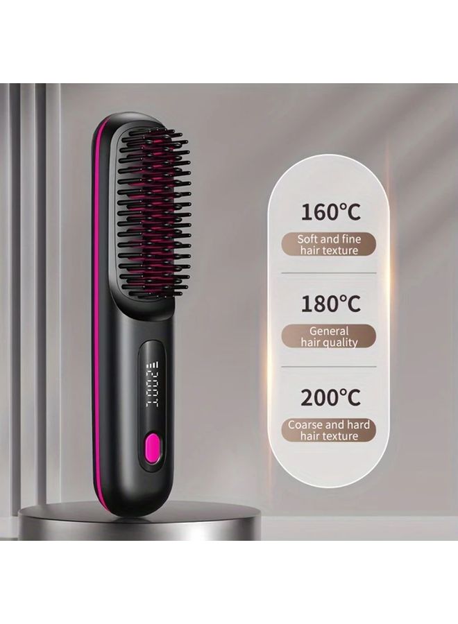 White Wireless Hair Straightener Brush 30W Ceramic 3 Temperature LED Display For Home Travel Gift - Image 4