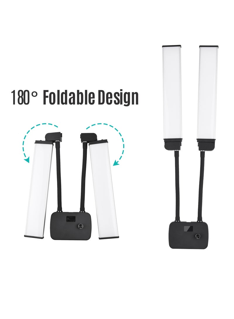 إسكدنيا Flexible Double Arms LED Fill Light Bi-color Dimmable Beauty LED Video Lights 3200K-4500K-5600K 3 Lighting Modes 45W with Phone Holder for Portrait Photography Live Streaming Vlogging Makeup - Image 4
