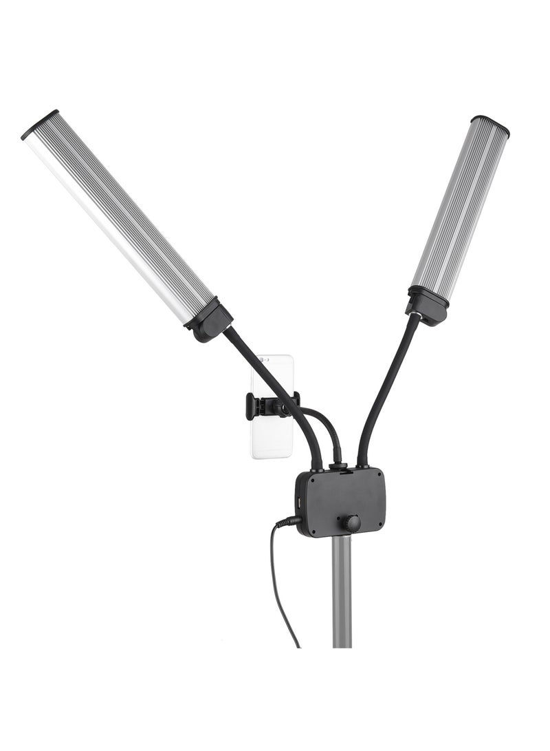 إسكدنيا Flexible Double Arms LED Fill Light Bi-color Dimmable Beauty LED Video Lights 3200K-4500K-5600K 3 Lighting Modes 45W with Phone Holder for Portrait Photography Live Streaming Vlogging Makeup - Image 3