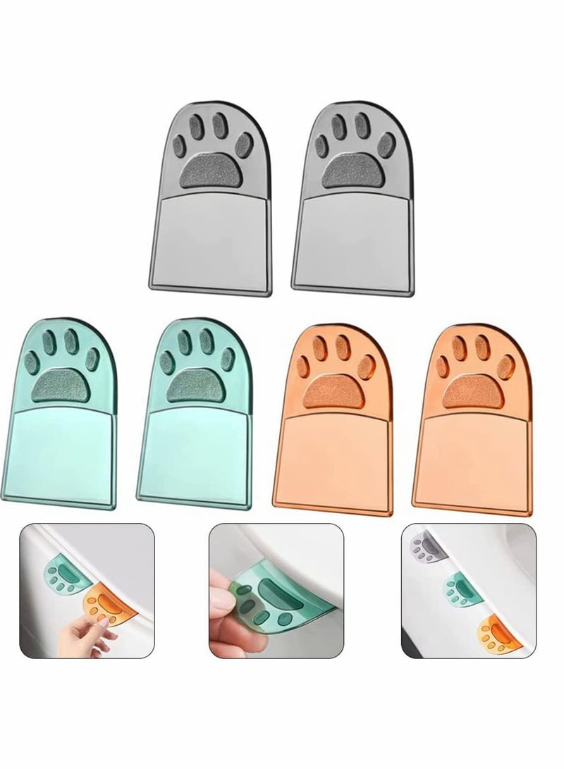 Cat Paw Toilet Seat Lifters, 6 Pcs Self,Adhesive Plastic Toilet Lid Lifters for Hygiene in Office, Hotel, and Home - Image 1