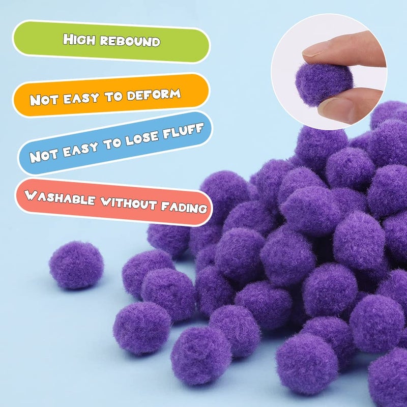 MORFEN 150 Pieces Pom Poms, 1 Inch Purple Craft Pom Poms, Fuzzy Pompom Puff Balls, Small Pom Pom Balls for DIY, Arts, Crafts Projects, Birthday Decorations - Image 3
