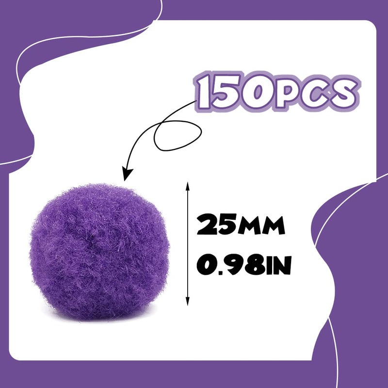 MORFEN 150 Pieces Pom Poms, 1 Inch Purple Craft Pom Poms, Fuzzy Pompom Puff Balls, Small Pom Pom Balls for DIY, Arts, Crafts Projects, Birthday Decorations - Image 2