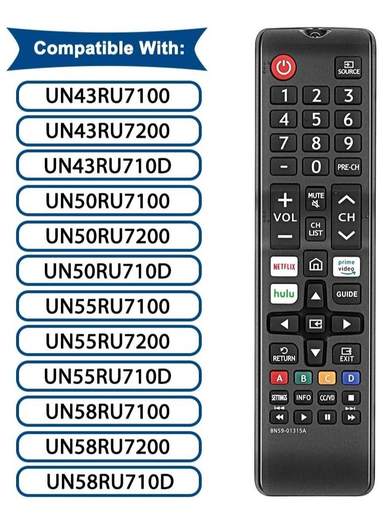 Generic - BN59-01315D Replacement for Samsung Remote Control and Smart 4K Ultra UHD Curved Series 8/7/ 6 TV HDTV LED, UN 32/40/ 43/50/ 55/58/ 65/75 inch N/NU/RU Series 5300 - Image 1