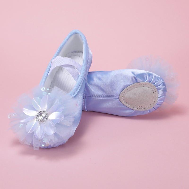 New Blue Big Flower Kidsren''s Dance Shoes Soft Sole Practice Shoes Kidsren''s Dance Shoes Ballet Body Shoes 8012 - Image 2