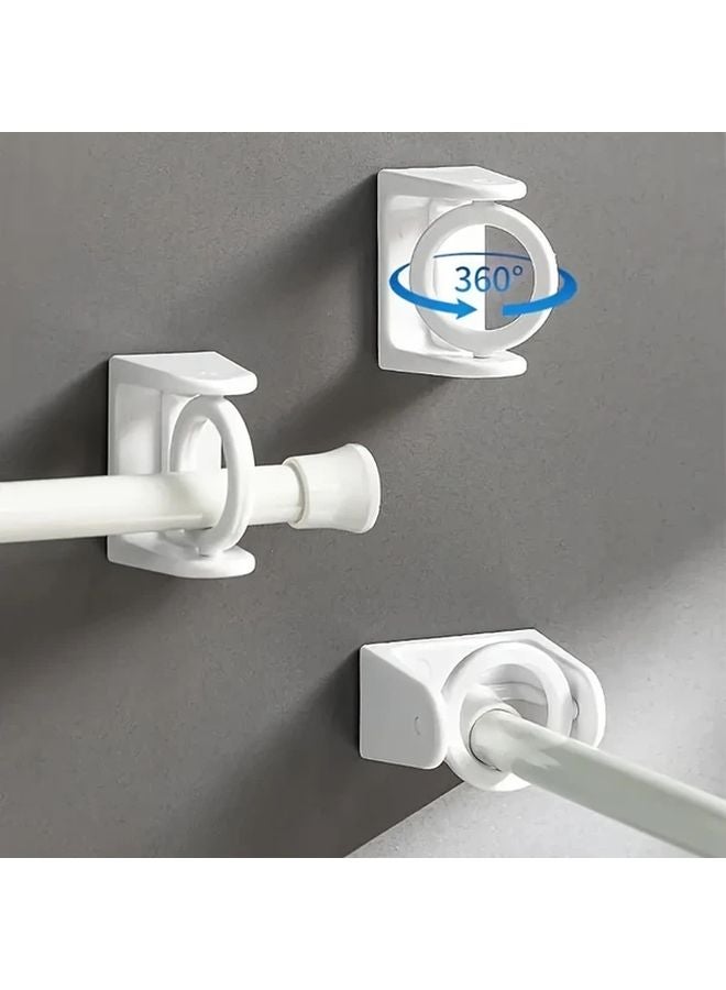 قطعتان حامل ستارة أبيض قابل للدوران 360 درجة بدون حفر، خطاطيف تلسكوبية قابلة للتعديل - Image 2