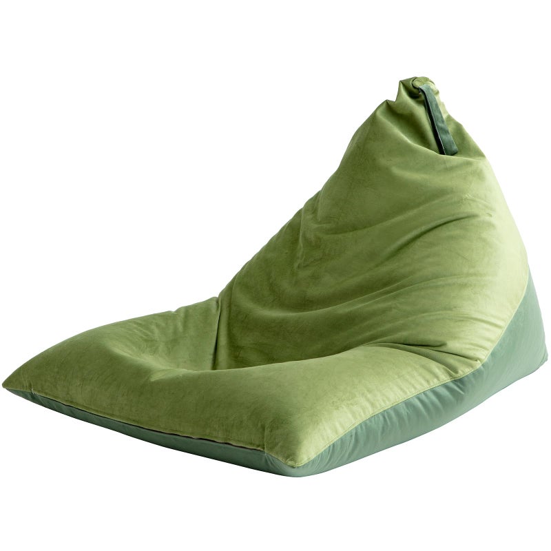 Nobildonna 4ft Bean Bag Chair Cover No Filler for Adults 400L Extra Large Triangular Beanbag Chair Cover Washable Beanbag Without Filling Ultra Soft Lazy Sofa Premium Velvet Cover Green