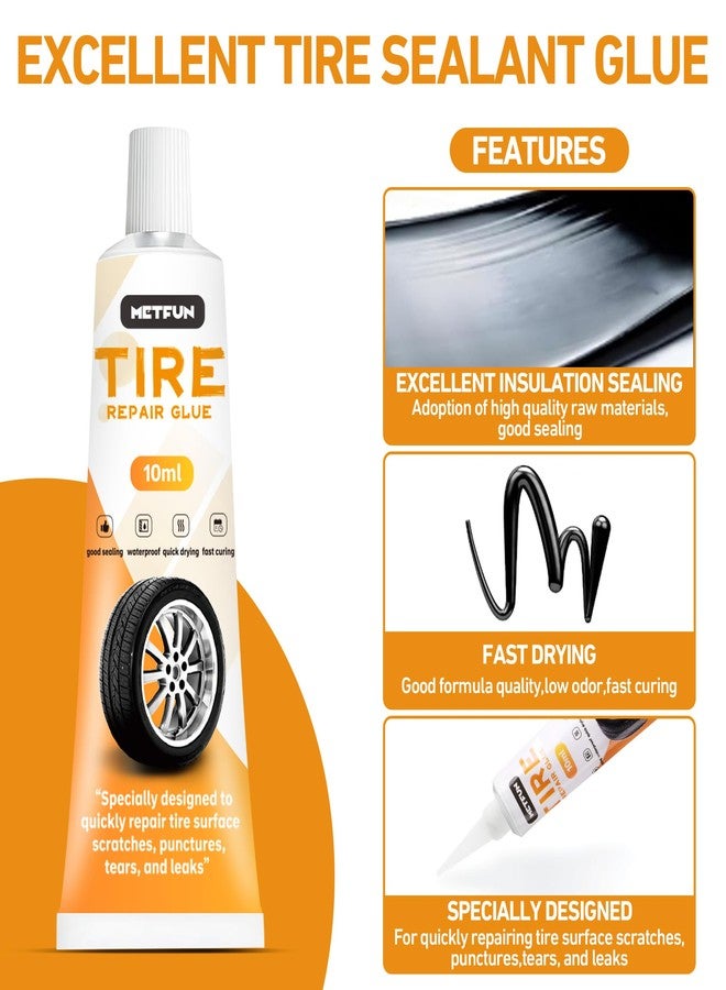 MetFun 40 PCS Tire Repair Rubber Nails Kit with 2 Tubes of Black Tire Sealant Glue, 2026 New Screw in Tire Plugs Kit, Fast Self-Service Tire Repair Screws Kit for Car Motorcycle Truck Tractor Puncture Repair - Image 3