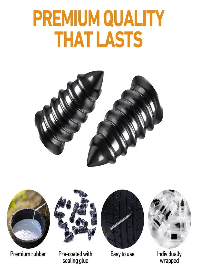 MetFun 40 PCS Tire Repair Rubber Nails Kit with 2 Tubes of Black Tire Sealant Glue, 2026 New Screw in Tire Plugs Kit, Fast Self-Service Tire Repair Screws Kit for Car Motorcycle Truck Tractor Puncture Repair - Image 4