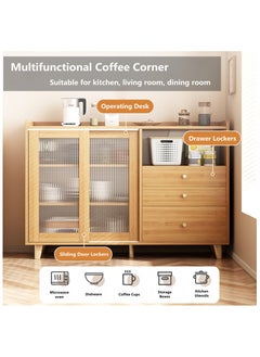 HXDream HXDream Coffee Corner,Kitchen Cabinet,Sideboard with drawers and sliding doors,Kitchen Pantry Cabinet,Suitable for kitchen, living room, dining room  - Image 2