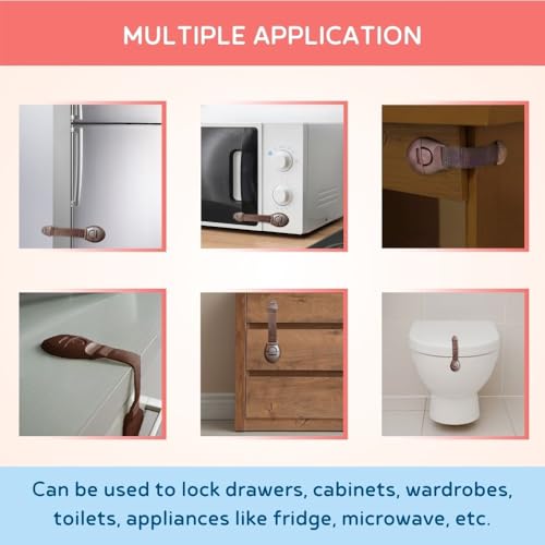 BabySafeHouse Safety Lock for Cabinet, Drawer, Fridge, Cupboard for Child & Infant Safety, Furniture Latch with 3M Adhesive (Pack of 8) (Brown) - Image 3