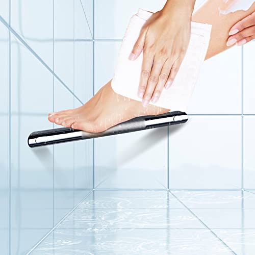SANLIV Chrome Shower Foot Rest Bar,Corner Shower Foot Rest for Shaving Legs,Wall Mounted Shower Step Foot Stool Anti-Slip Knurled Brass Bar Foot Ledge for Small Bathrooms,Polished Chrome - Image 3
