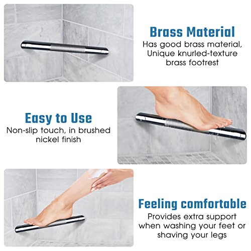 SANLIV Chrome Shower Foot Rest Bar,Corner Shower Foot Rest for Shaving Legs,Wall Mounted Shower Step Foot Stool Anti-Slip Knurled Brass Bar Foot Ledge for Small Bathrooms,Polished Chrome - Image 4