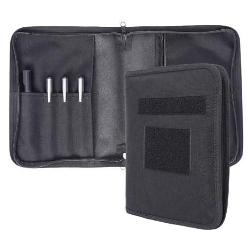 VEPKOIT A5 Binder Cover, Large A5 Notebook Holder and Travelers Notebook Cover with Pouch, Leather Book Cover for Police and Army, 7" x 9" OCP Book Cover with Zippered - Black (Cover Only) - Image 1
