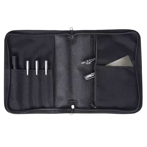 VEPKOIT A5 Binder Cover, Large A5 Notebook Holder and Travelers Notebook Cover with Pouch, Leather Book Cover for Police and Army, 7" x 9" OCP Book Cover with Zippered - Black (Cover Only) - Image 4