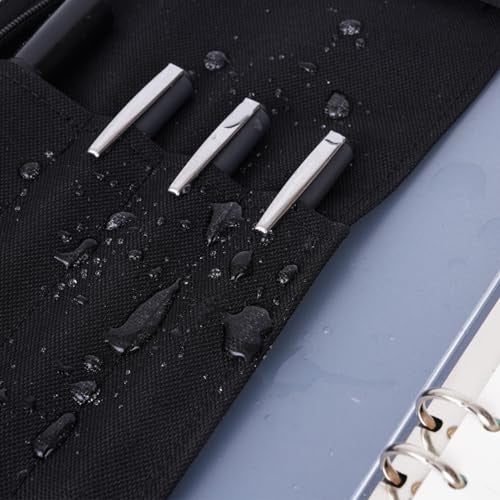 VEPKOIT A5 Binder Cover, Large A5 Notebook Holder and Travelers Notebook Cover with Pouch, Leather Book Cover for Police and Army, 7" x 9" OCP Book Cover with Zippered - Black (Cover Only) - Image 5