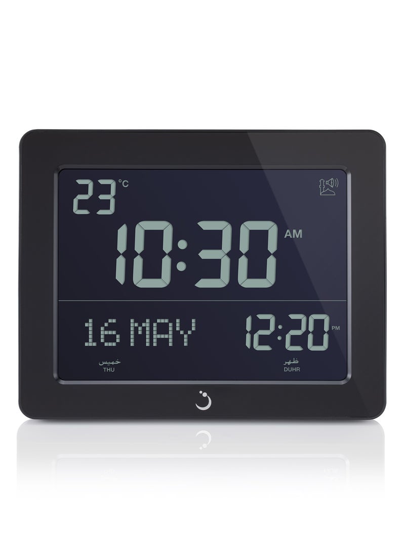 Al Fajr - AlFajr Azan Alarm Clock CF-19 - Ramadan Clock Automatic Azan Five Times in 5 Different Voices - Simplified Manual for USA Cities (Black) - Image 1