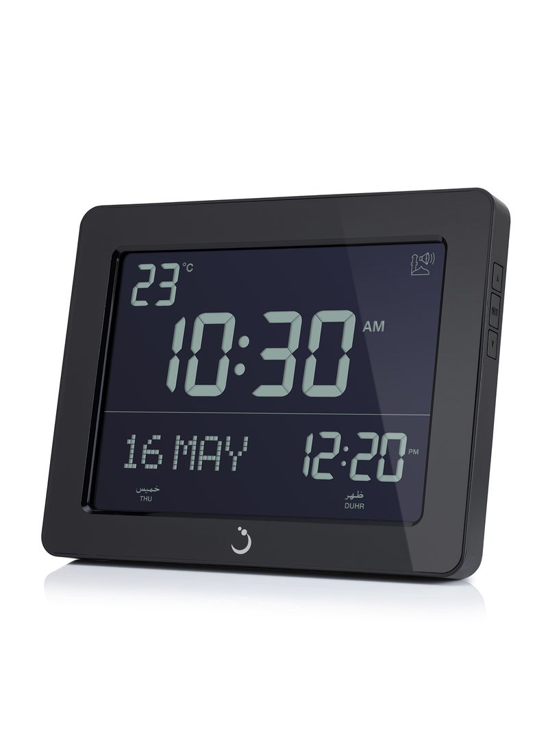 Al Fajr - AlFajr Azan Alarm Clock CF-19 - Ramadan Clock Automatic Azan Five Times in 5 Different Voices - Simplified Manual for USA Cities (Black) - Image 1