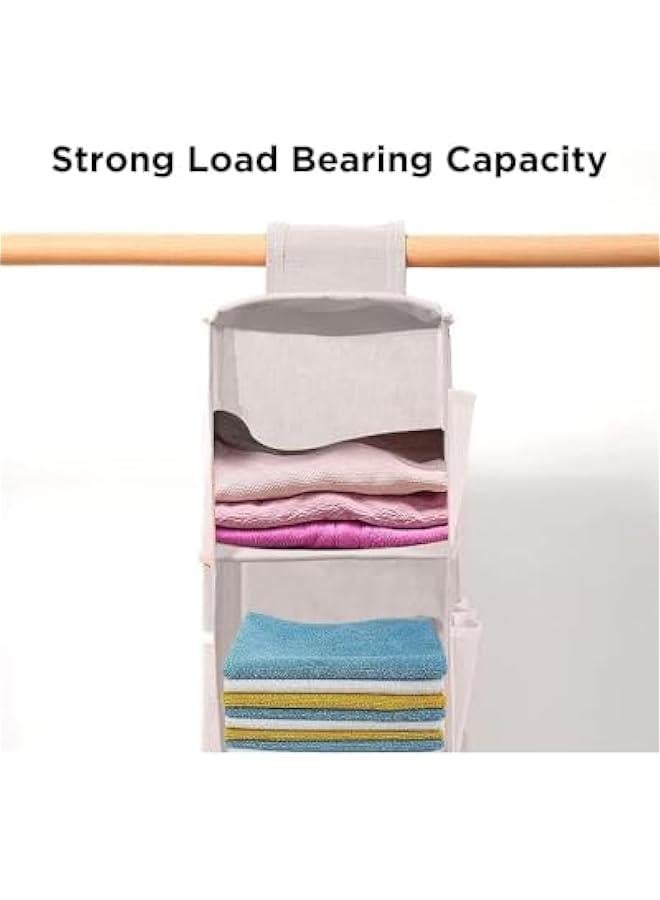 TRASSLE 4-Shelf Hanging Closet Organizer with 8 Side Pockets for Clothes Shoes, Hanging Shelves for Closet, Fabric 80x30x22CM(Grey) - Image 3