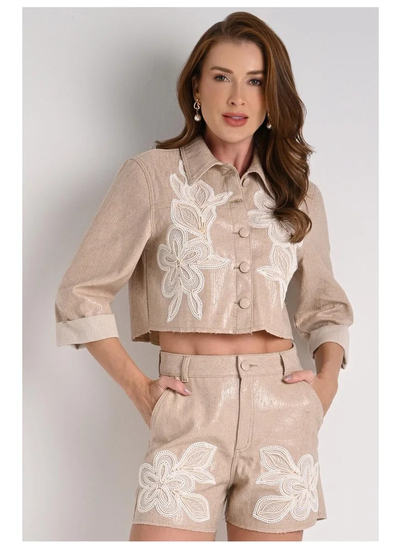 Carmen Steffens Cropped Jacket Rustic Texture Beige