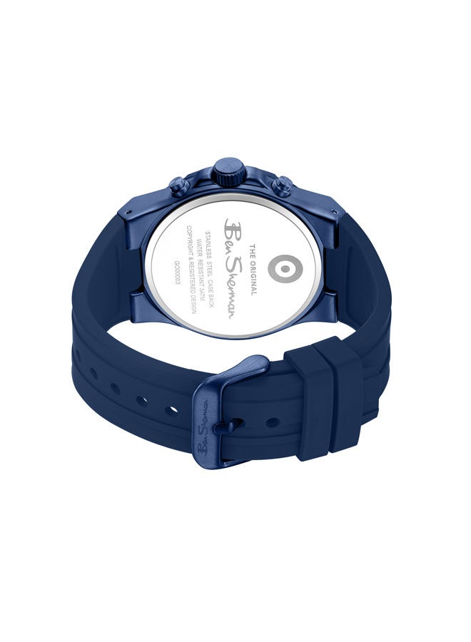 Ben Sherman Manchester  Blue Dial Blue Silicone Strap Chronograph Watch for Men, 43mm - Image 3