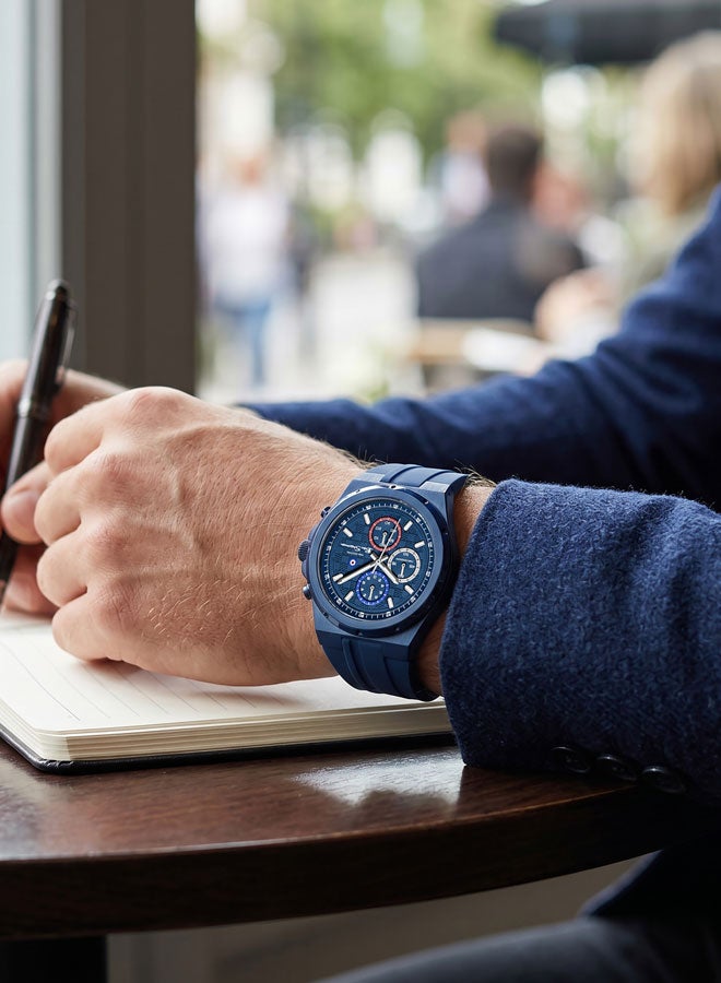 Ben Sherman Manchester  Blue Dial Blue Silicone Strap Chronograph Watch for Men, 43mm - Image 5