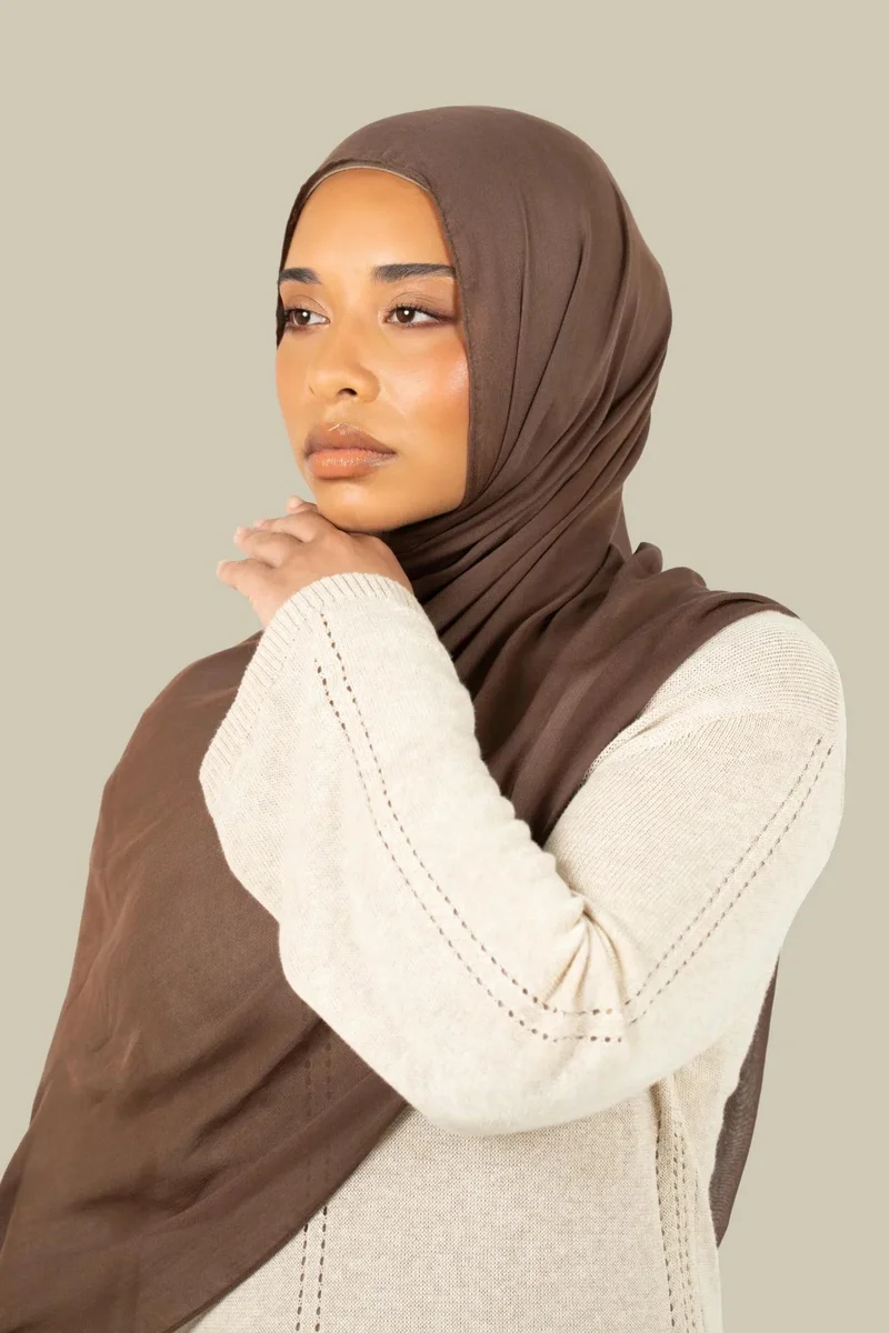 silqrose Warm Grey Cotton Modal Hijab